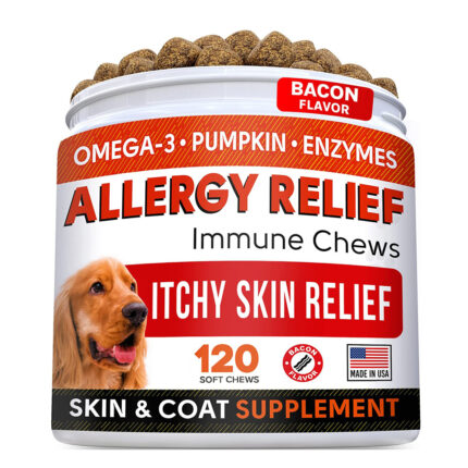 Allergy Relief Dog Treats w/Omega 3 + Pumpkin + Enzymes + Turmeric