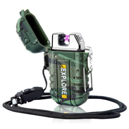 LcFun Waterproof Lighter Outdoor Windproof Lighter Dual Arc Lighter Electric Lighters